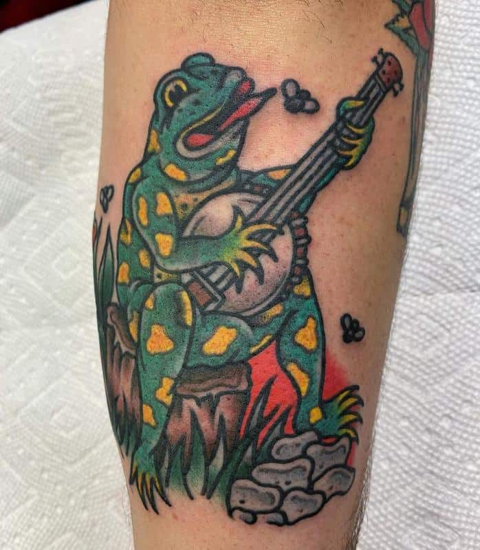 Tatuaje de rana musical