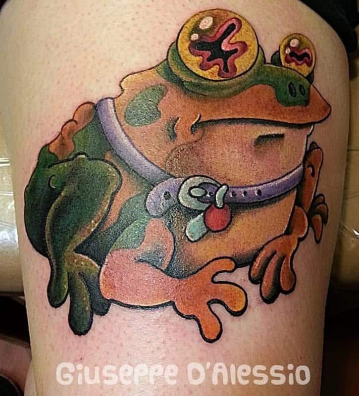 Tatuaje detallado de rana americana