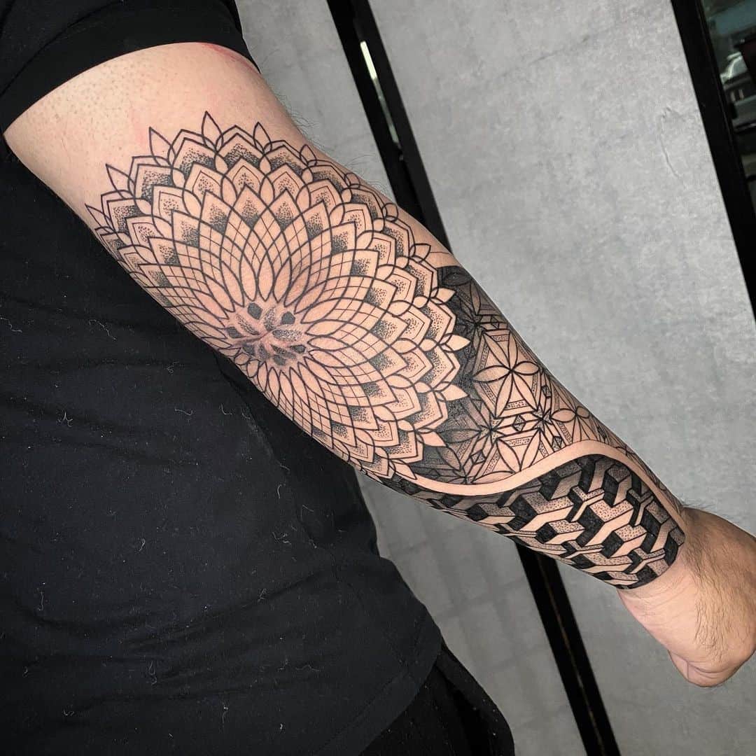 Tatuajes de flor negra de la manga de la vida 