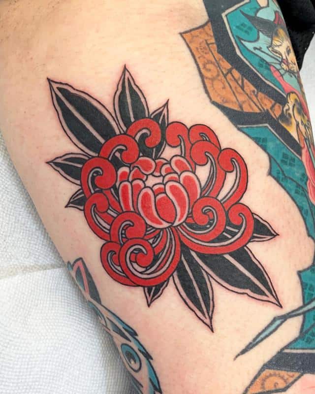 Tatuaje de crisantemo rojo 1