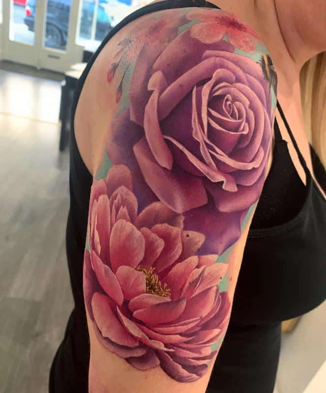 Tatuaje de peonía rosa 2