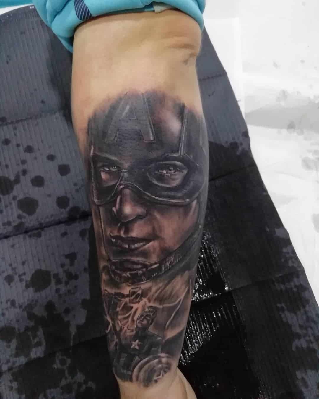 Tatuaje Vengadores Capitán América Negro 