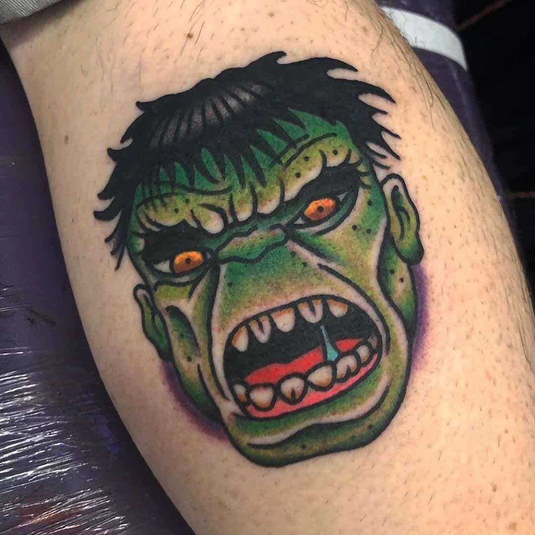 Impresión de tatuaje de vengador de Hulk verde 