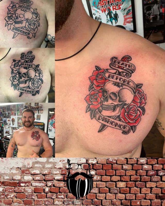 Tatuaje de rosa en el pecho 5