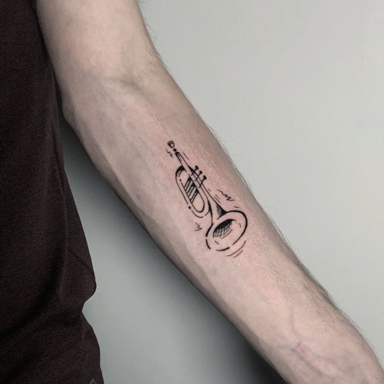 Diseño de tatuaje de trompeta 5