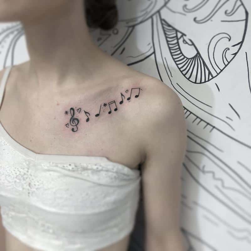 Diseño de tatuaje de notas 1