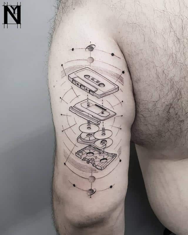 Diseño de tatuaje de cinta de casete 1