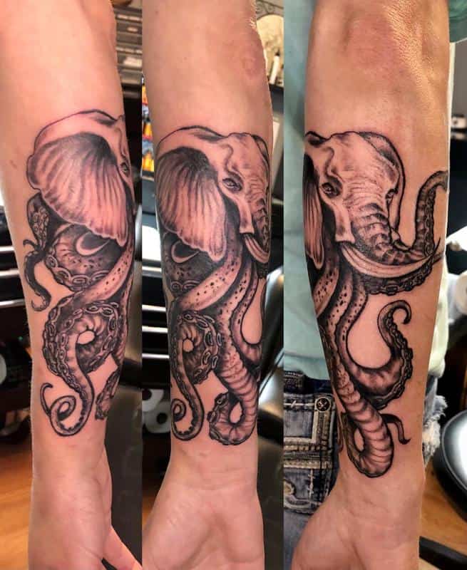 Elefante pulpo tatuaje 1