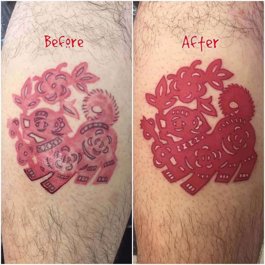 retoque de tatuaje antes y despues
