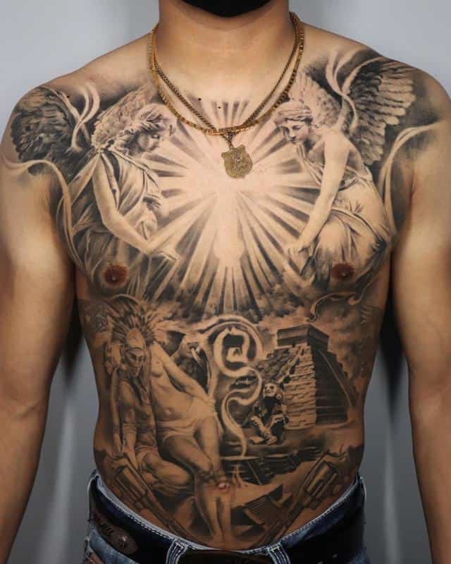 Tatuaje de formas geométricas aztecas 2