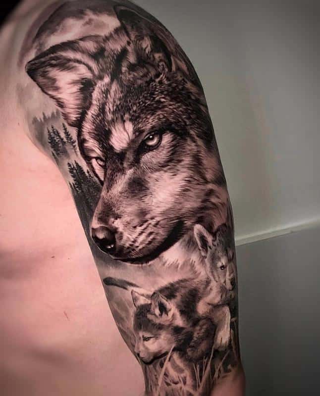 Tatuaje de lobo que muestra coraje y valentía 1