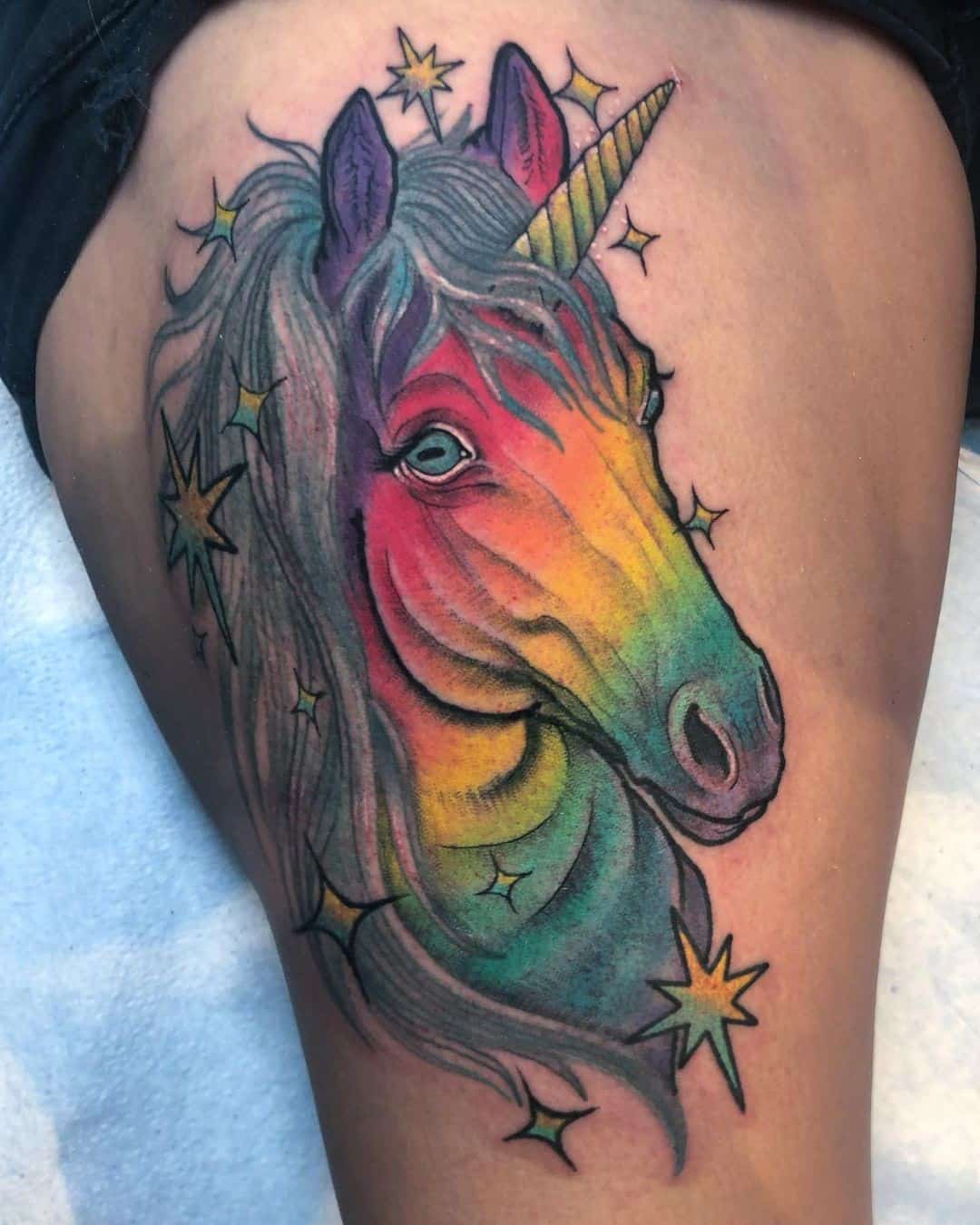 Arco Iris Unicornio Tatuaje Arte Gigante