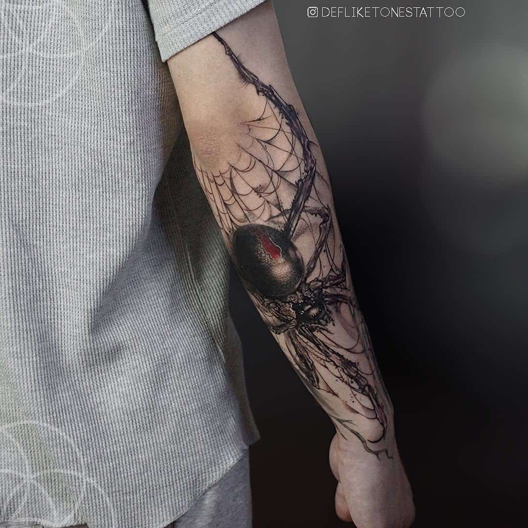 Diseños de tatuaje de araña en el brazo Tinta grande 