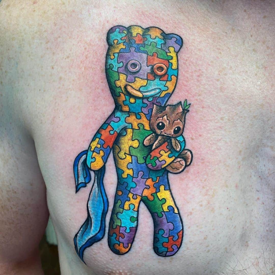 Tatuaje de autismo de puntada 