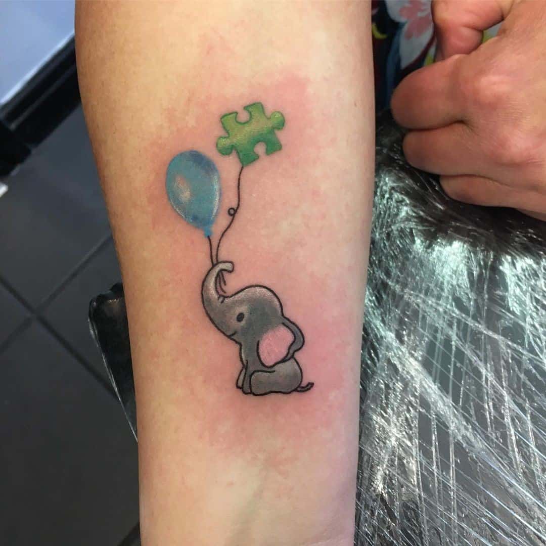 Elefante Disney Autismo Tatuaje 