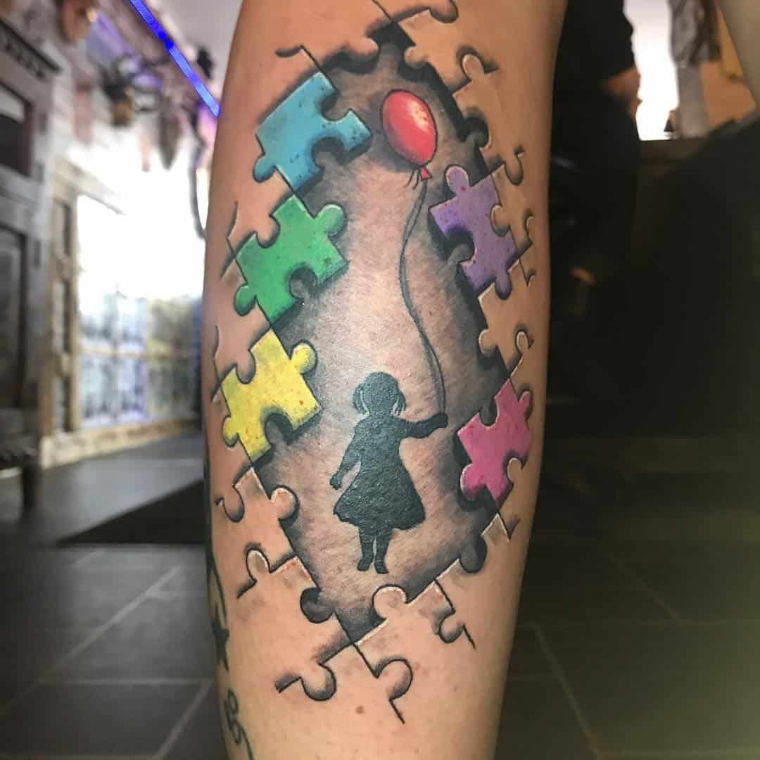 Missing Puzzle Piece Chica Autismo Tatuaje 