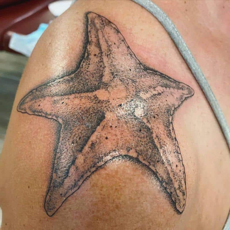 tatuajes de estrellas de mar en el hombro