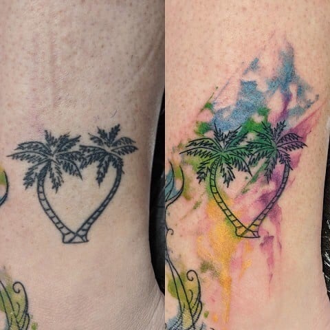 Tatuaje de palmera de acuarela 2