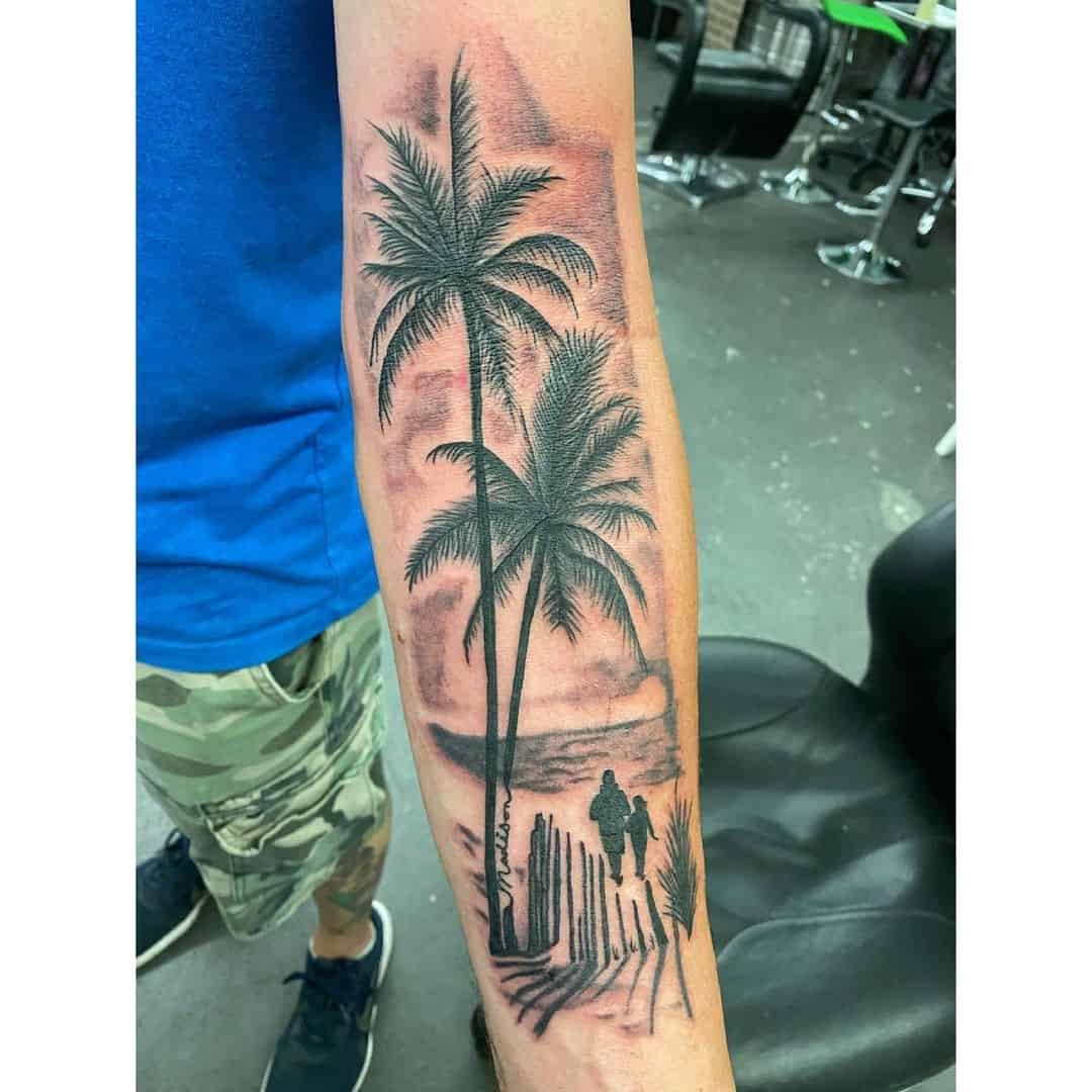 Tatuaje de palmera en la playa 1