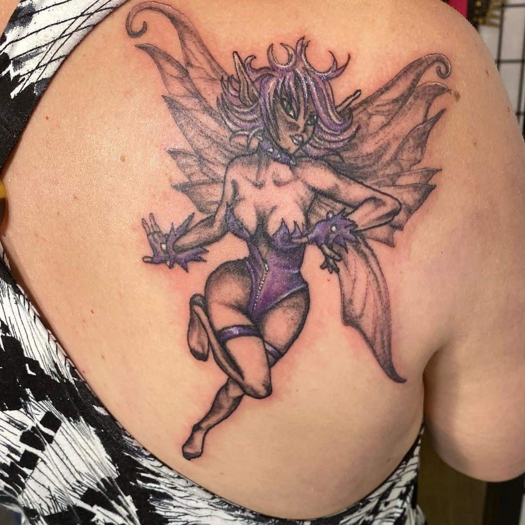 Tatuaje De Hada Gótica Púrpura 