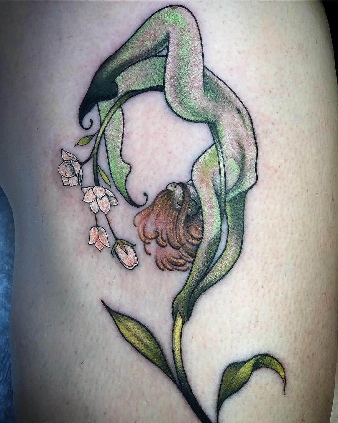 Flor Hada Tatuaje Tinta Verde