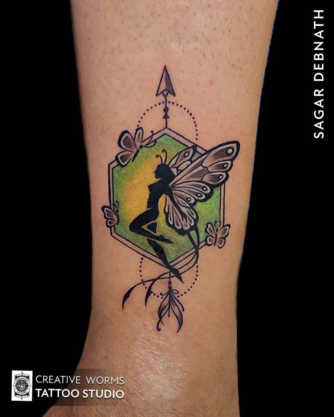 Hada Alas Tatuaje Tinta Verde 
