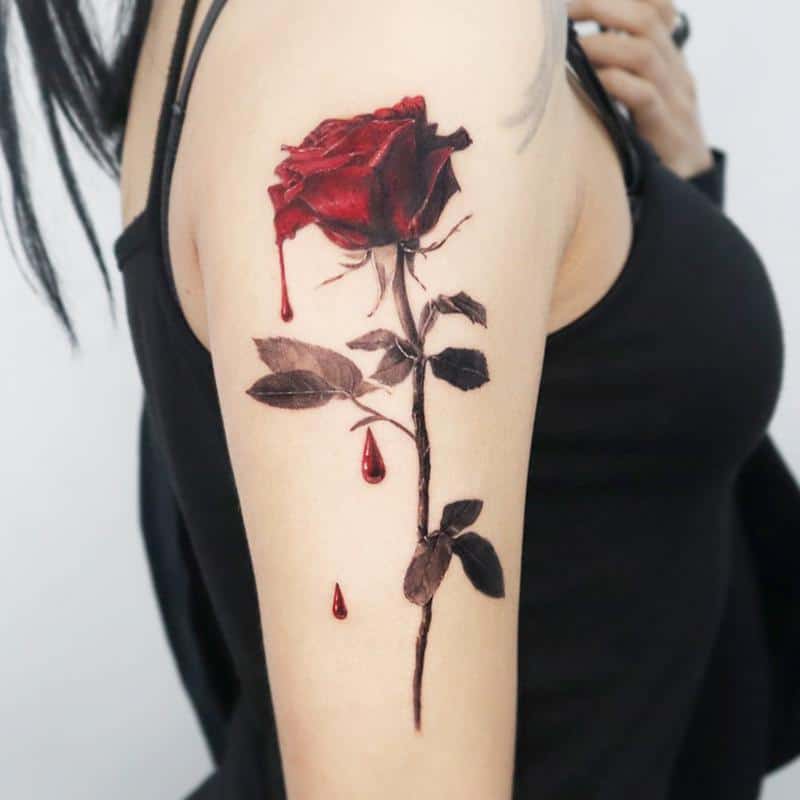 tatuaje de rosa roja 4