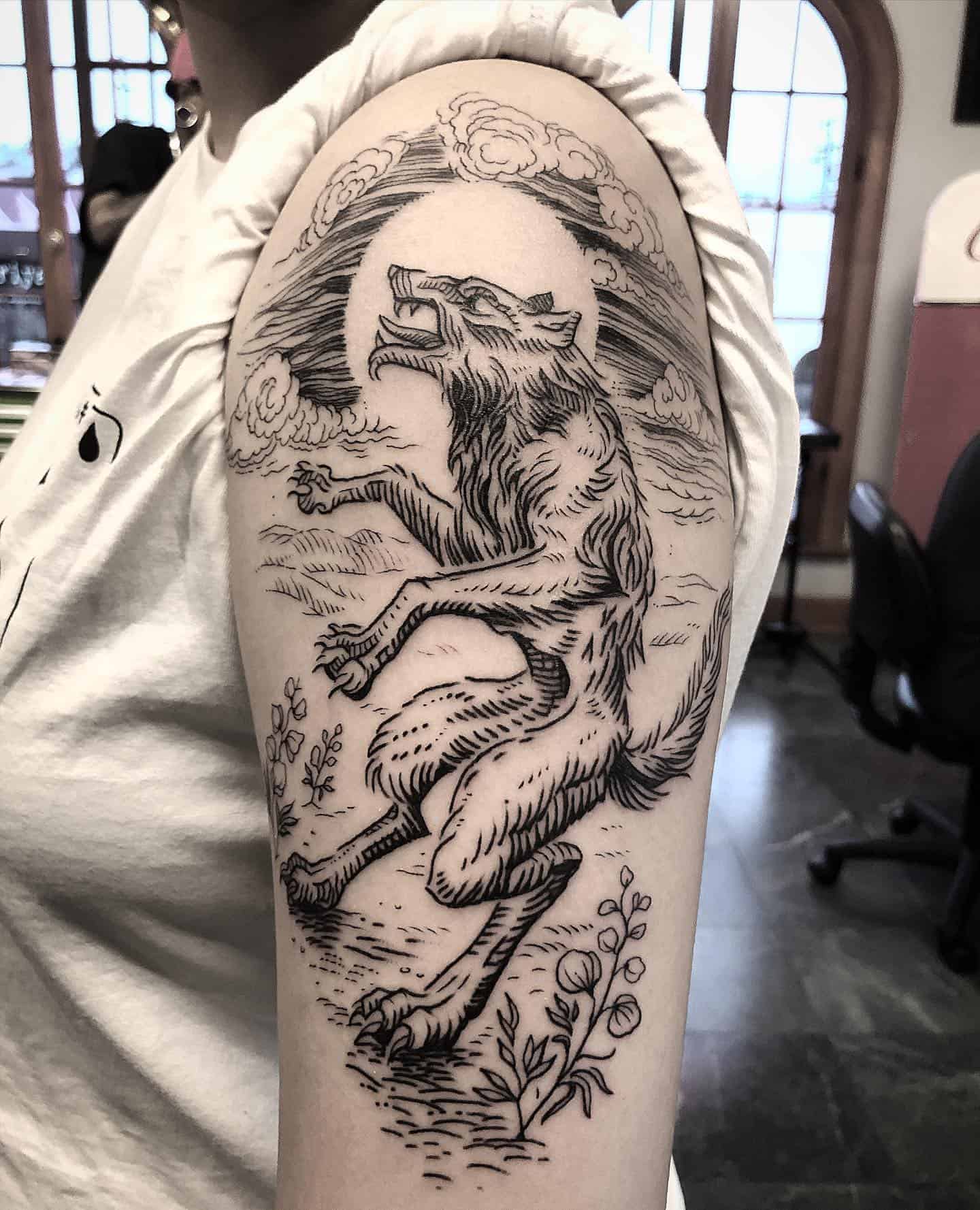 Tatuaje de hombre lobo 1