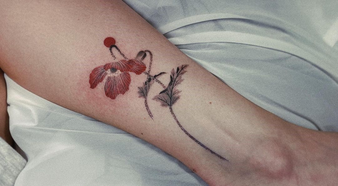 Diseños de tatuajes de flores de amapola Arte simple