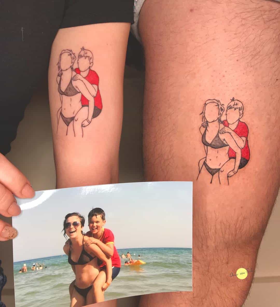 Tatuaje de retrato de hermano y hermana 1