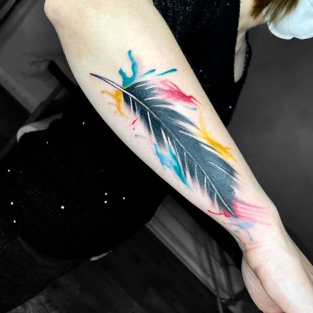 Tatuaje de pluma de acuarela 3