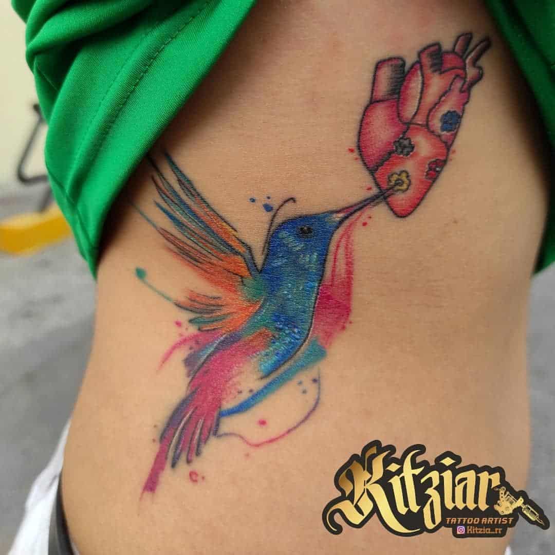 Tatuaje lateral de pájaro 2