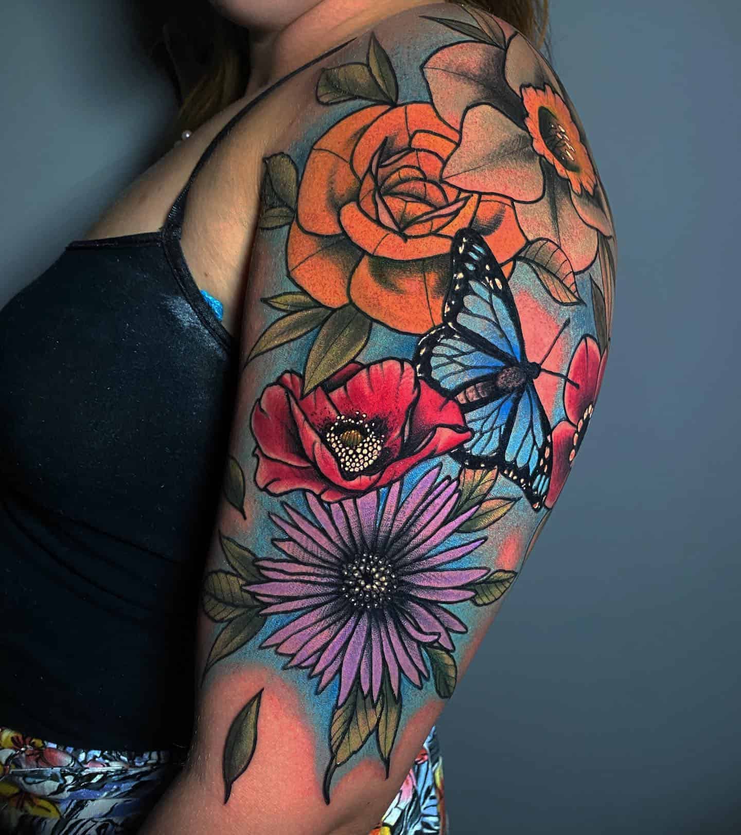 Tatuaje de manga floral 2