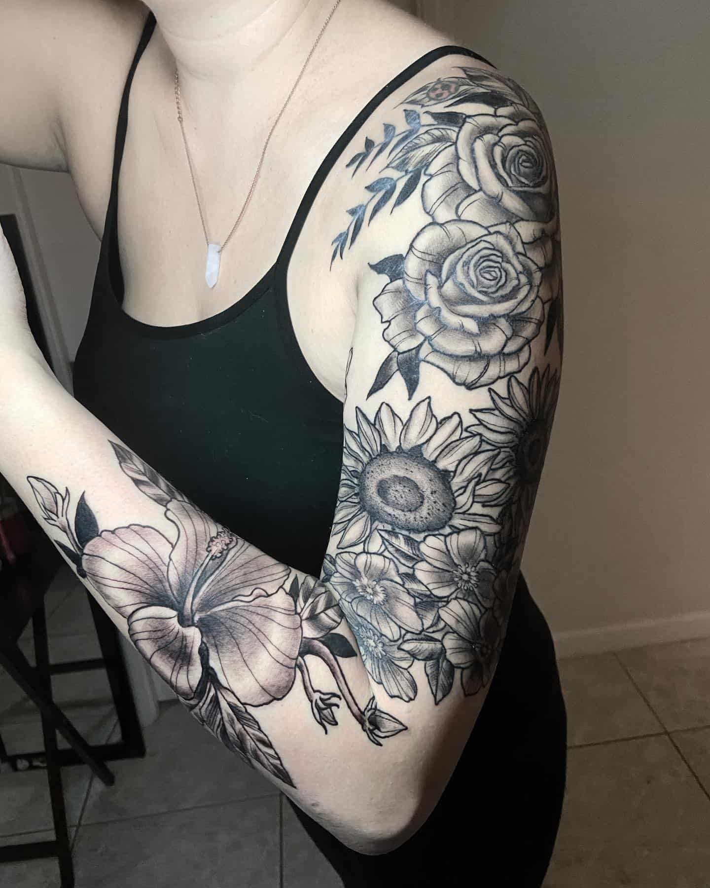 Tatuaje de manga floral 3