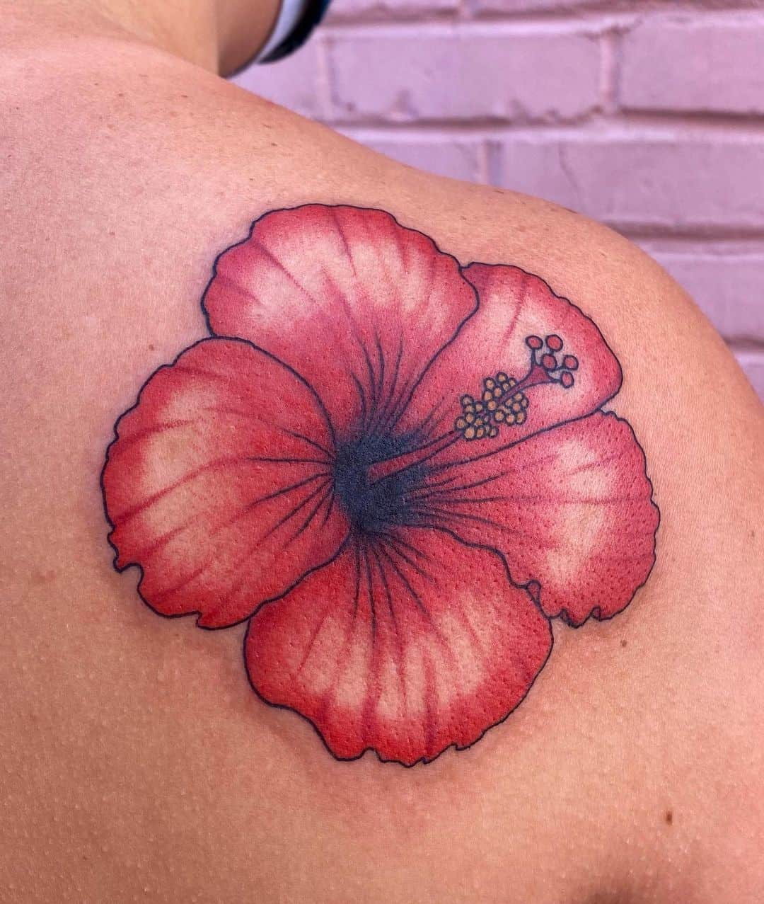 Diseño de tatuaje de flor de hibisco Idea roja