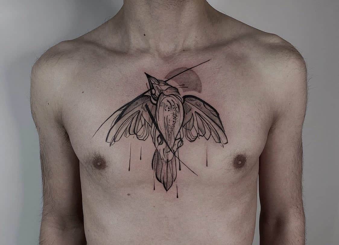 Tatuaje de esternón de pájaro 1