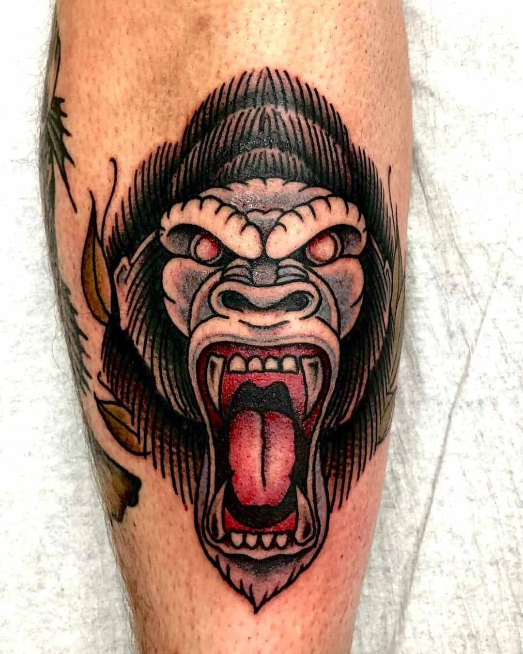 Tatuaje De Ternero De Gorila Aterrador