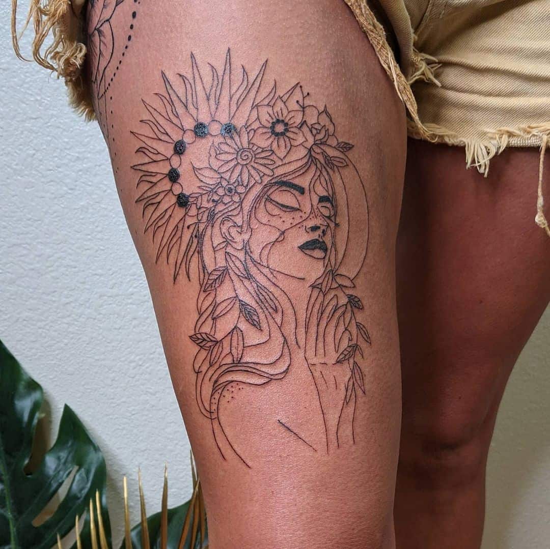 Tatuaje niña y flores