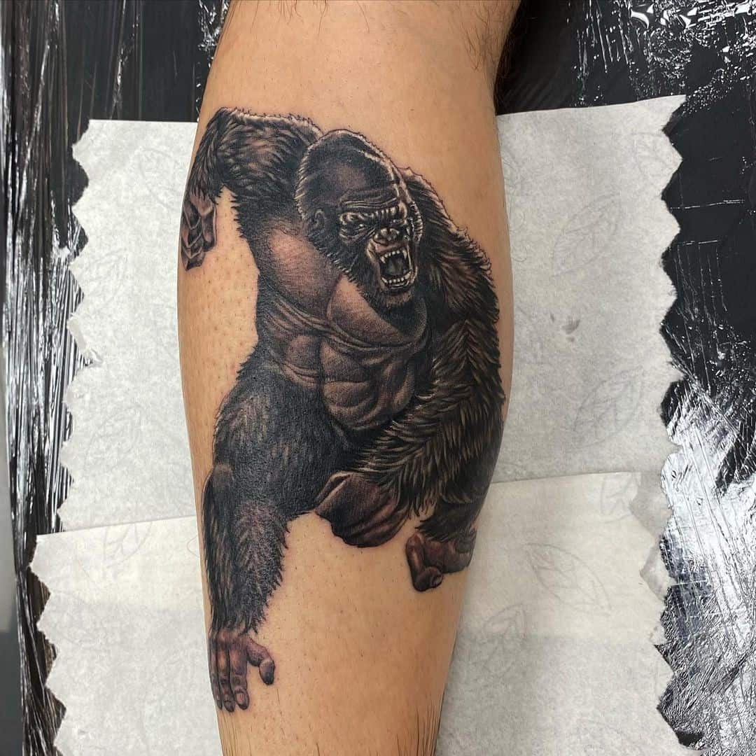 Idea negra del tatuaje de King Kong