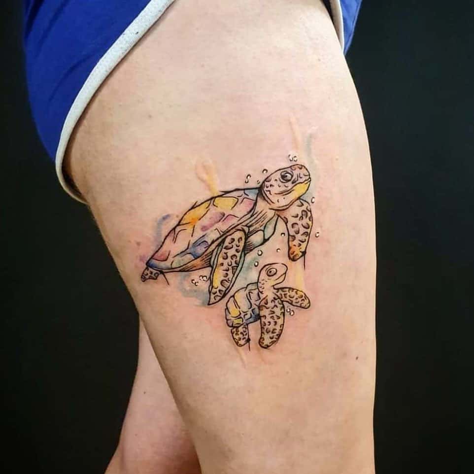 Tatuajes de tortuga en la pierna 3