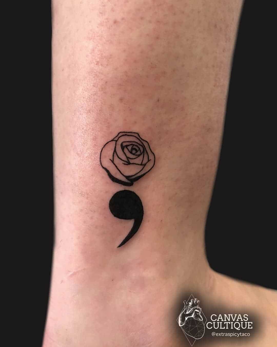 Diseños de tatuaje de punto y coma Rose Idea