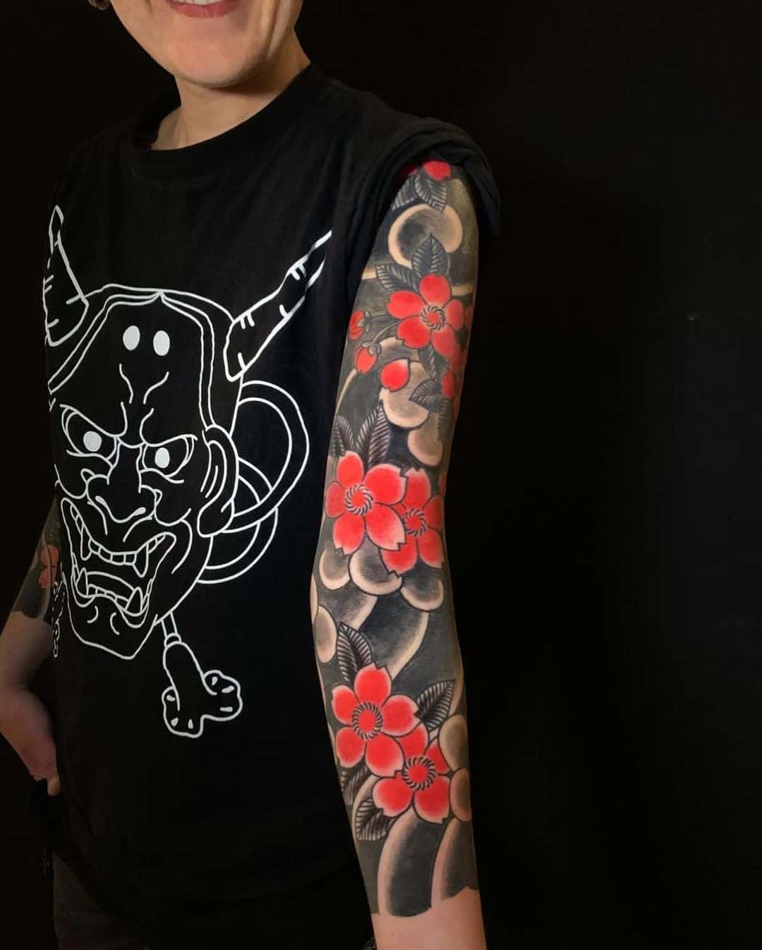 Tatuaje de manga de brazo de flor japonesa 5