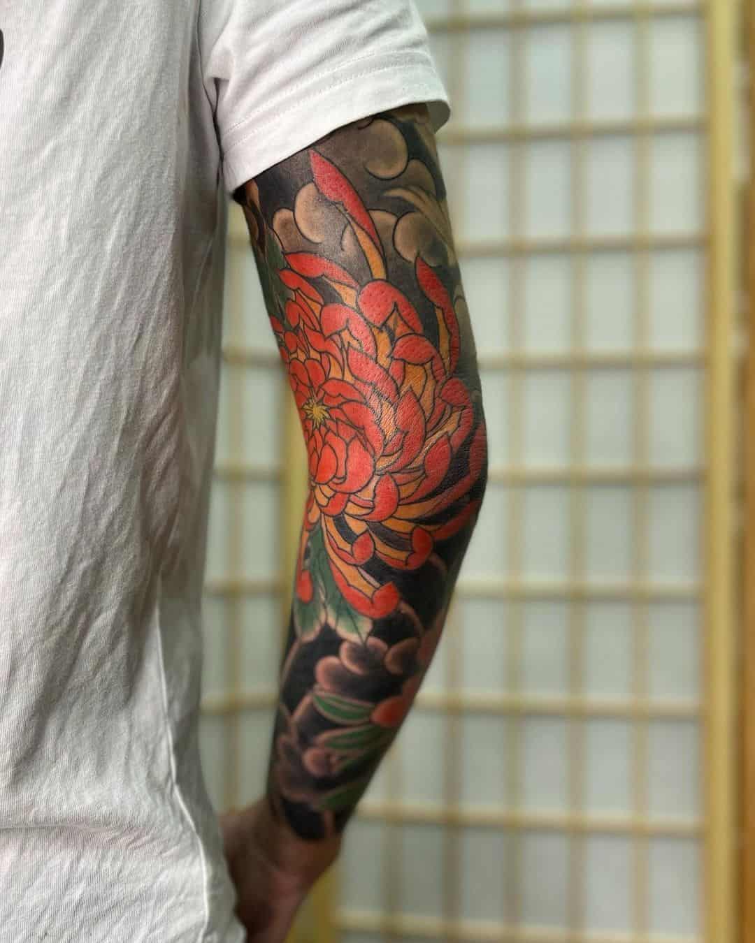 Tatuaje de manga de brazo de flor japonesa 3