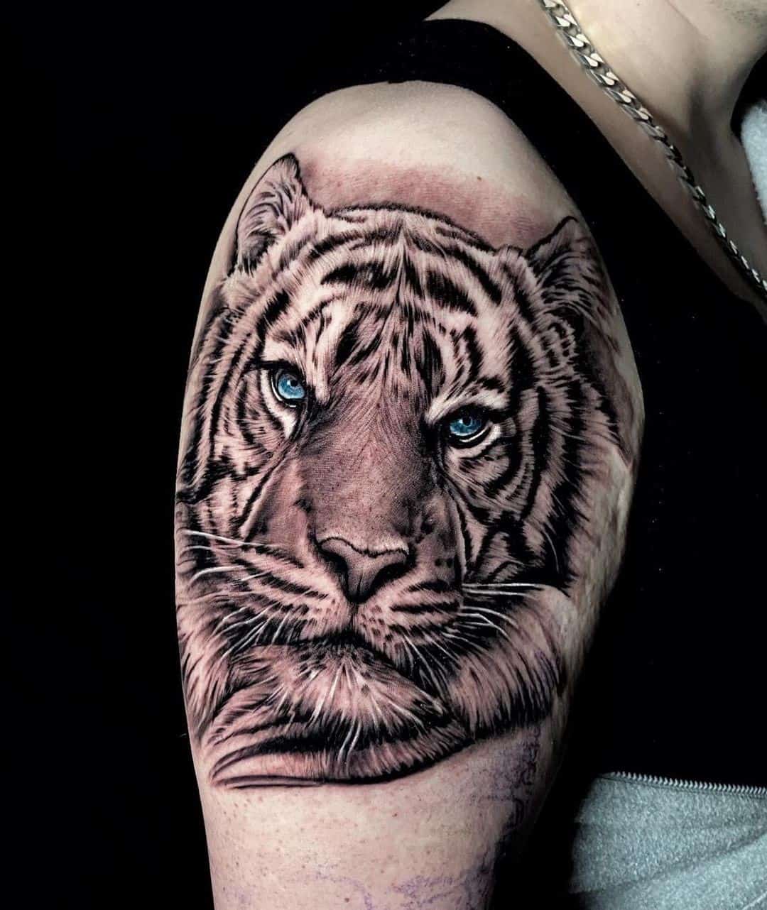 Tatuaje de tigre tradicional sobre el hombro