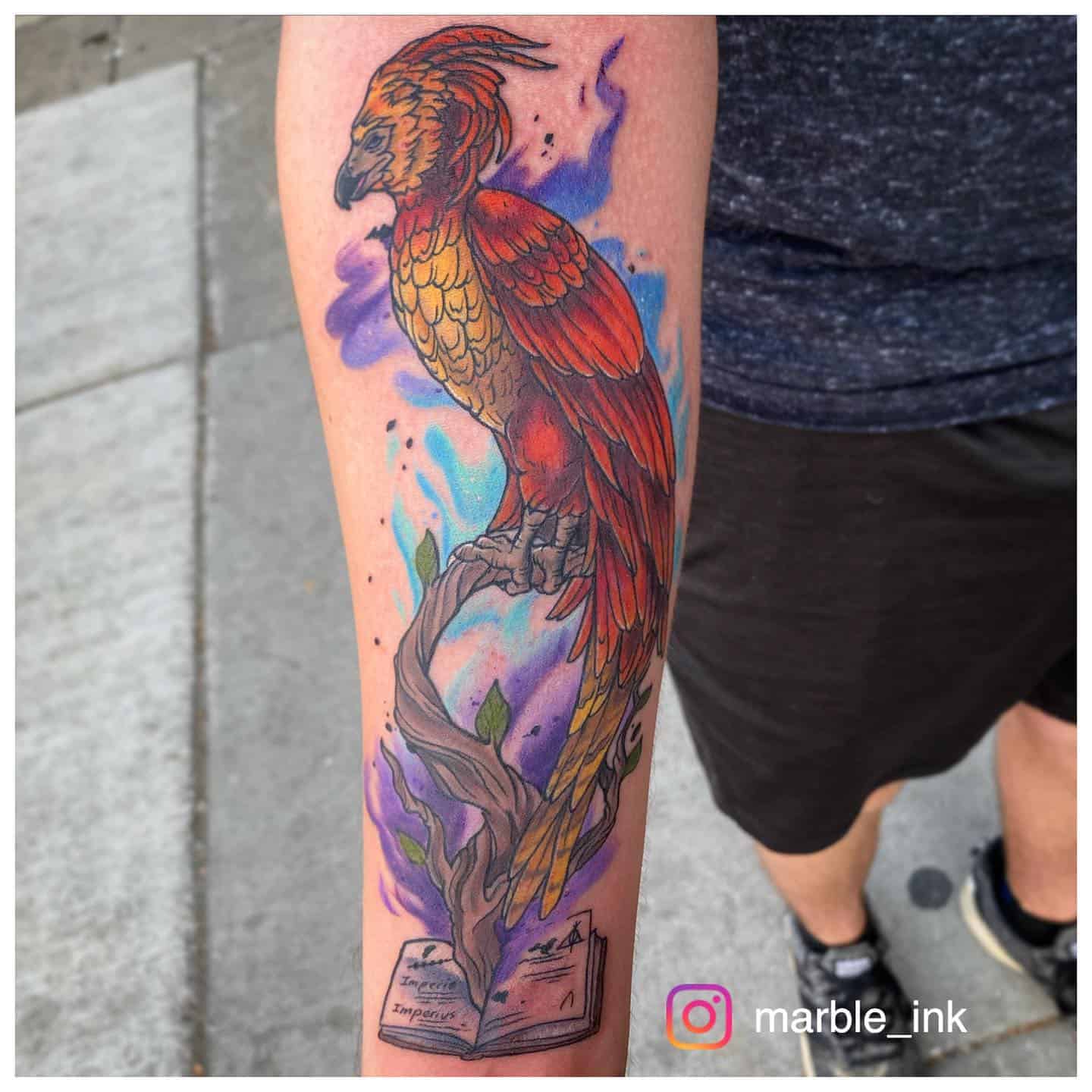 Phoenix acuarela tatuaje 3