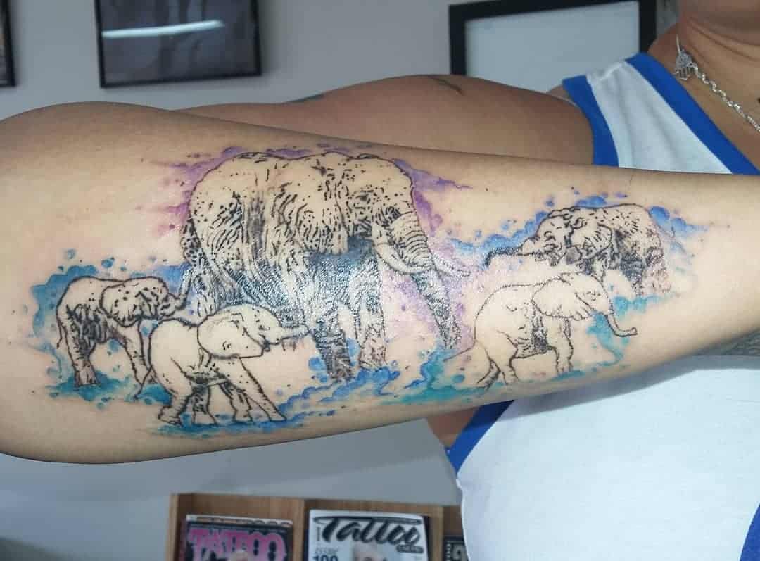 Elefante Acuarela Tatuaje 3