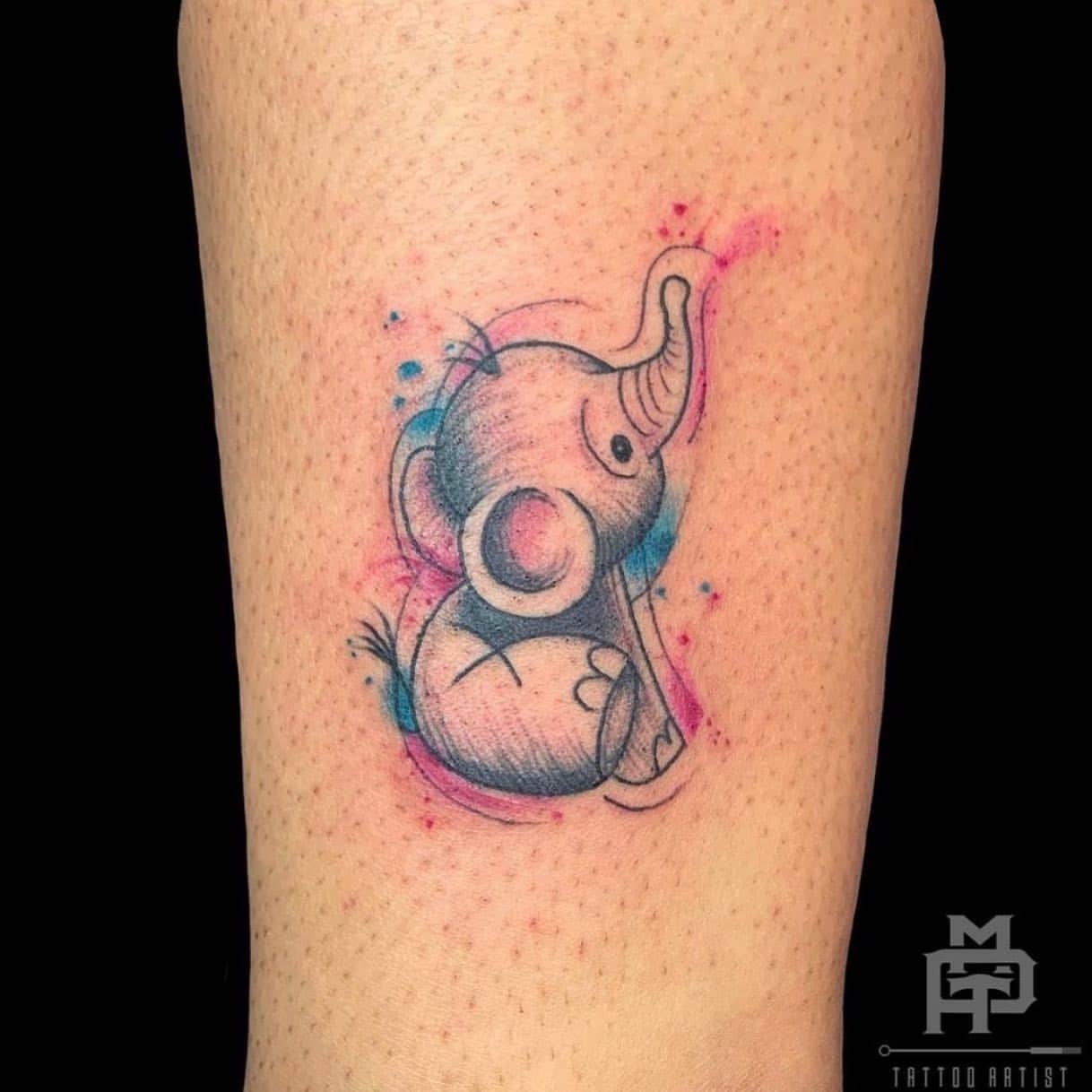 Elefante acuarela tatuaje 1