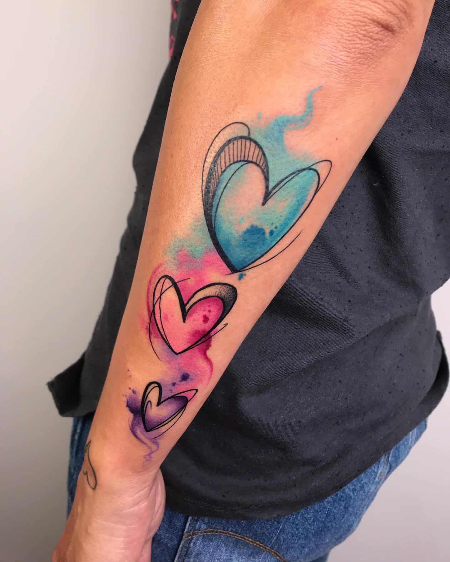 Tatuajes de corazones de acuarela 3