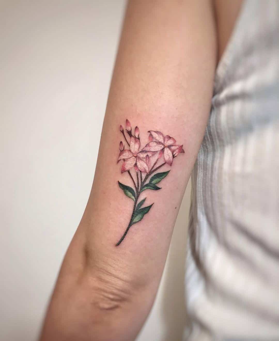 Diseño minimalista del tatuaje de la flor del jazmín 