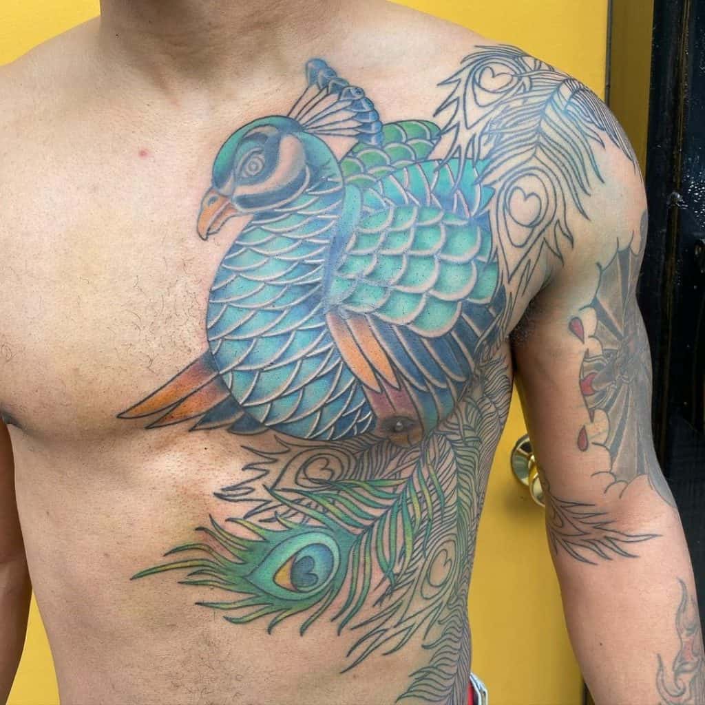 Pecho Pavo Real Tatuajes Pop De Color